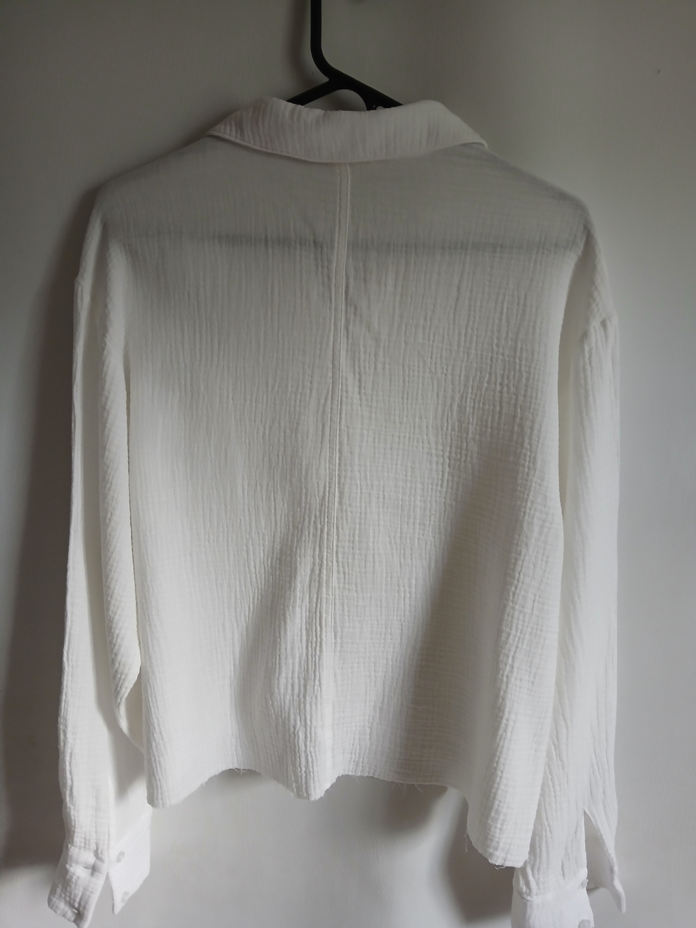 Altar'd State White Cotton Gauze Button-Up Oversized Blouse Frayed Hem - Picture 9 of 15